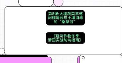 第8节：【大棚蔬菜草莓】闷棚清园与土壤消毒的&ldquo;桑拿浴&rdquo;，课程：《经济作物冬季清园&middot;实战防坑指南》#识农AI